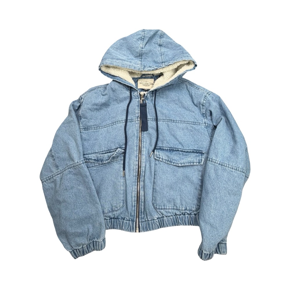 Ashley Vintage Charm Denim Jacket Womens M Light Wash Sherpa Lined Workwear